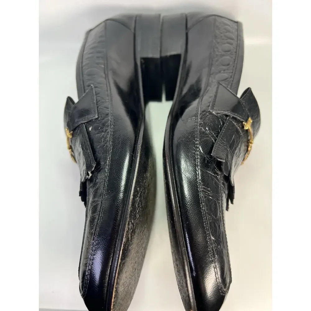 Carlos Santos Black Loafer Mens Leather Dress Shoes Size 8 Made In Portugal 3442